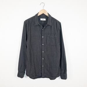 Buck Mason Men's Small Button up Shirt Charcoal 100% Cotton sinple pocket